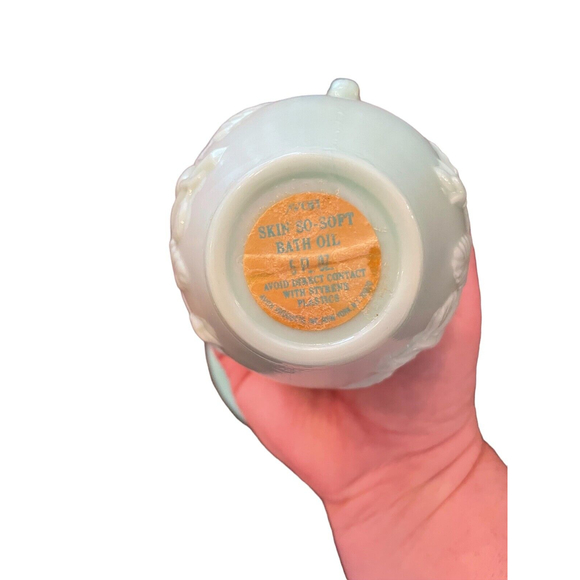 VINTAGE AVON AQUA BLUE GREEN MINI BOWL AND PITCHER SET JADITE  GLASS ROSES - Picture 6 of 10